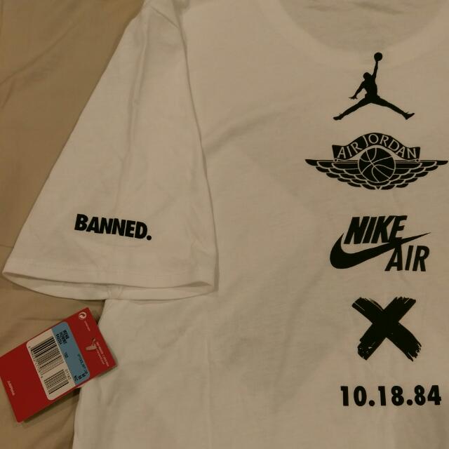 Nike Air Jordan Banned T-shirt Medium Size, Sports, Sports Apparel on Carousell