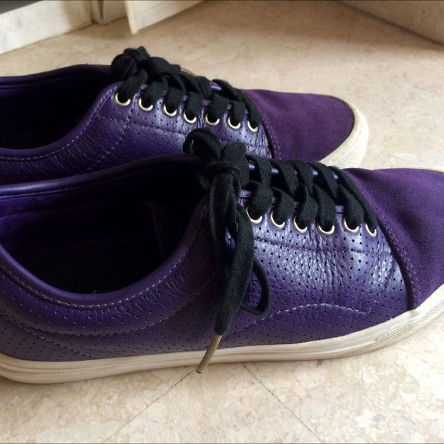 purple leather vans