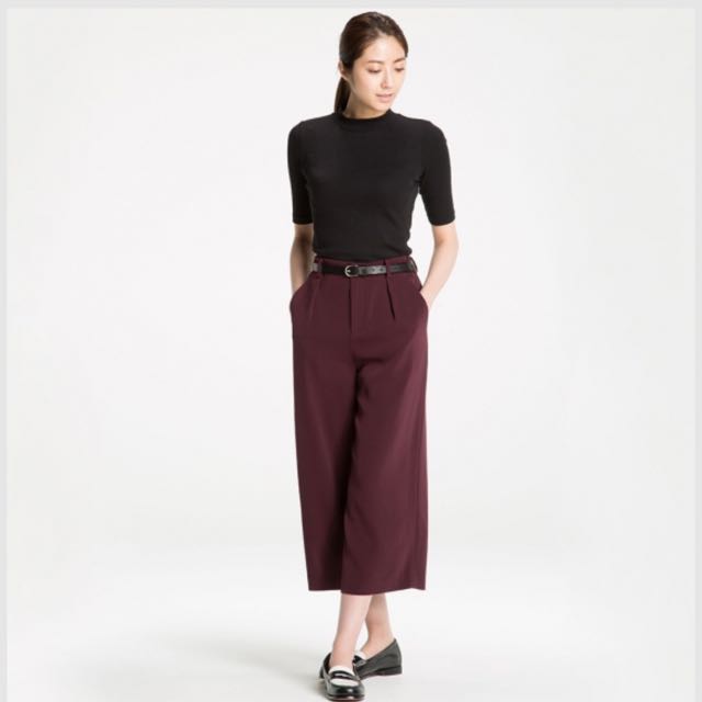 UNIQLO Drape Wide Leg Tapered Ankle 