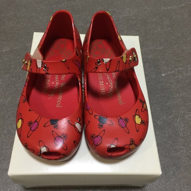 Red Scented Jelly Shoes With Orb Print 