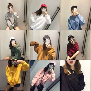 純色百搭加絨大學T上衣