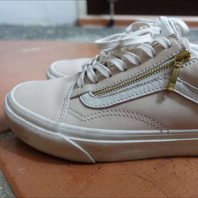 Vans old skool zip white gold sale