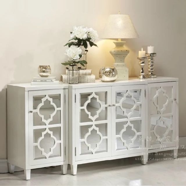 White Mirrored Hallway Cabinet Console On Carousell