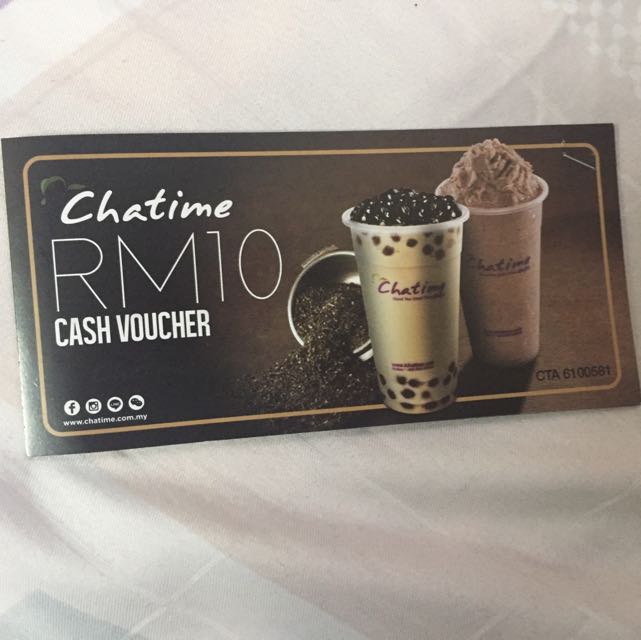 Chatime Cash Voucher, Tickets & Vouchers, Vouchers on Carousell