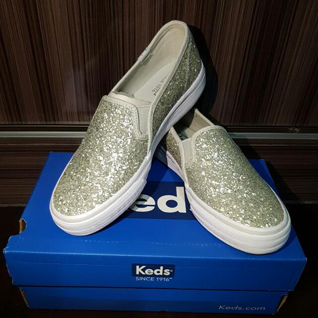 Keds Double Deck Silver Glitter Slip On Women s Fashion Footwear Flipflops and Slides on Carousell