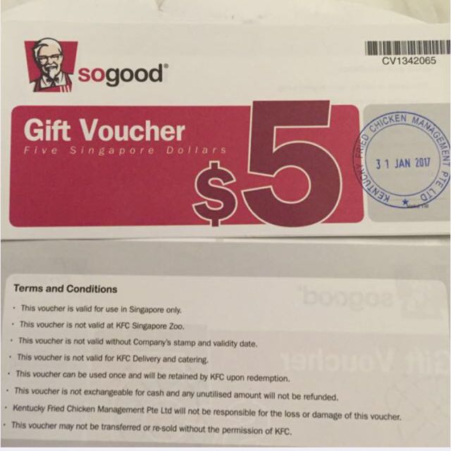 Kfc Vouchers 40 Value Entertainment Gift Cards Vouchers On Carousell