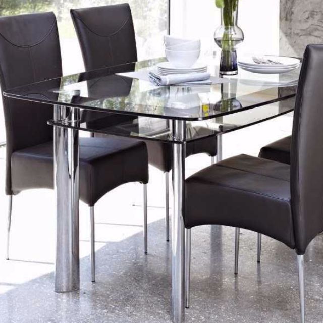 Meja Makan Kaca 4 Segi Home Furniture Furniture On Carousell