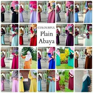 Plus Size 3XL Colourful Plain Abaya Jubah