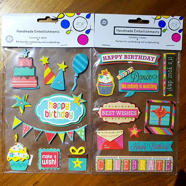 craft stickers 3D embellishments card making Birthday stickers