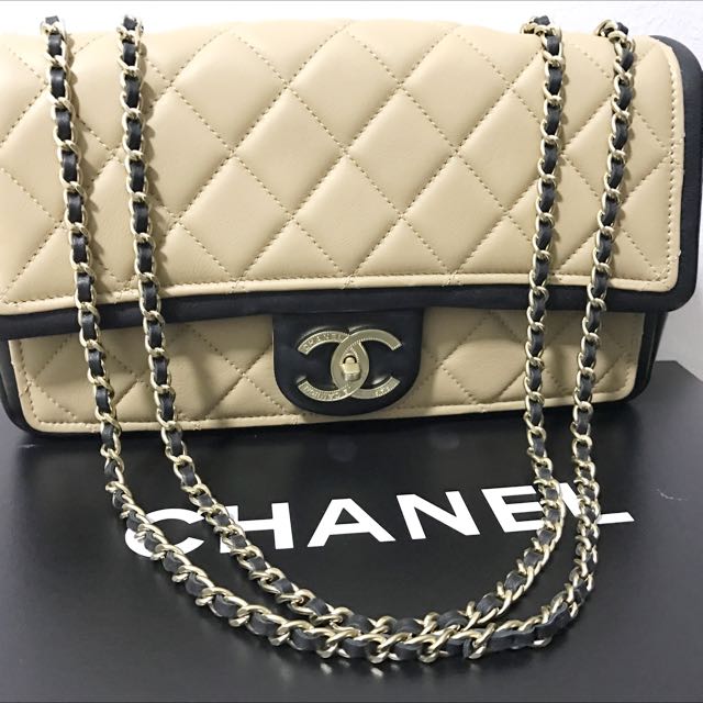 Chanel Two Tone Flap Bag, Luxury, Bags & Wallets on Carousell