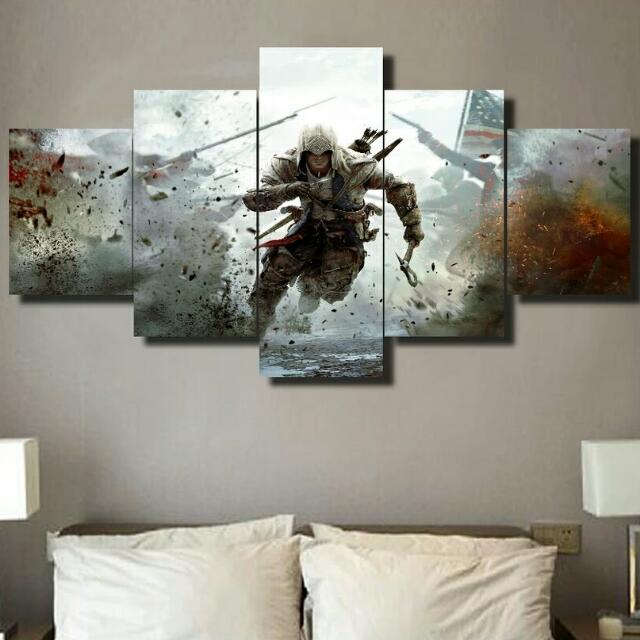 Framed Hd Printed 5 Pcs Assassin S Creed Modern Decorative Paintings On Canvas Wall Art Furniture Home Decor On Carousell