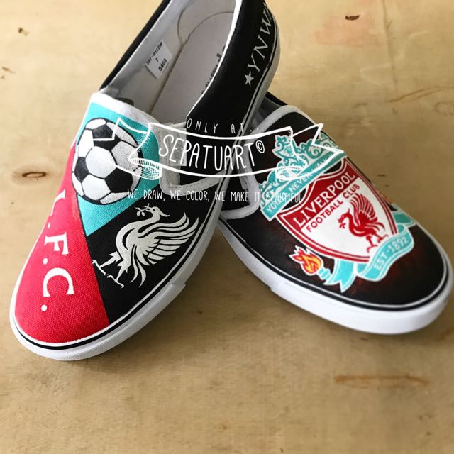 Liverpool FC painted shoes, Hobbies & Toys, Stationery & Craft, Handmade on Carousell