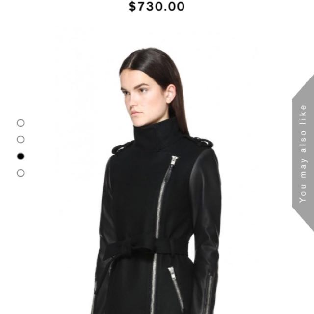 Mackage Dale SP Long Black Wool Coat With Leather Sleeves Size Small Women s Fashion Clothes on Carousell