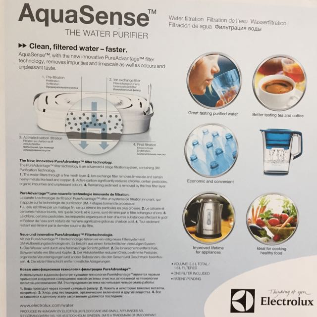 Electrolux Aquasense Water Filtration Jug, TV & Home Appliances