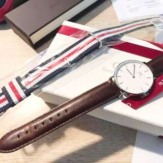 代售/全新 DW Classic Bristol 36mm + WATCH BAND CLASSIC CANTERBURY 錶帶