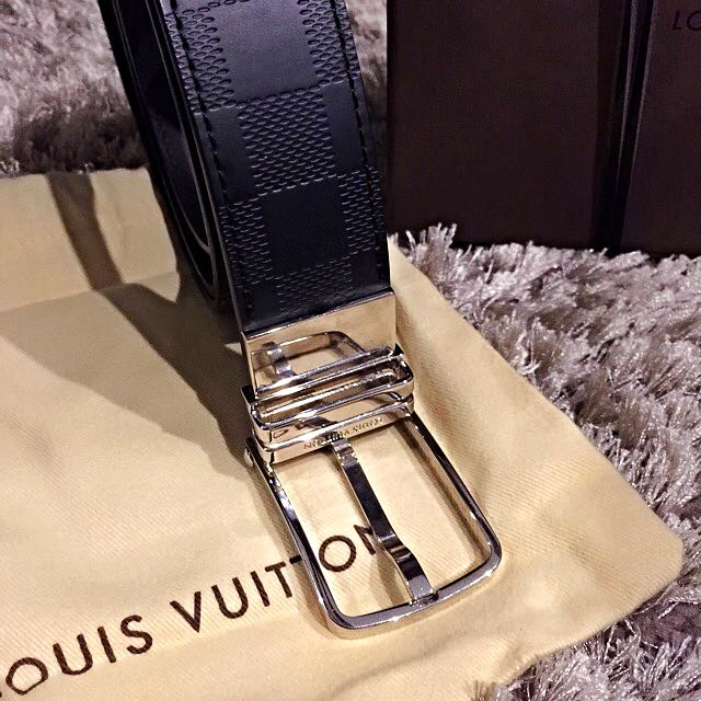 Louis Vuitton Saint Thur Boston M9674V Leather Belt Black Silver