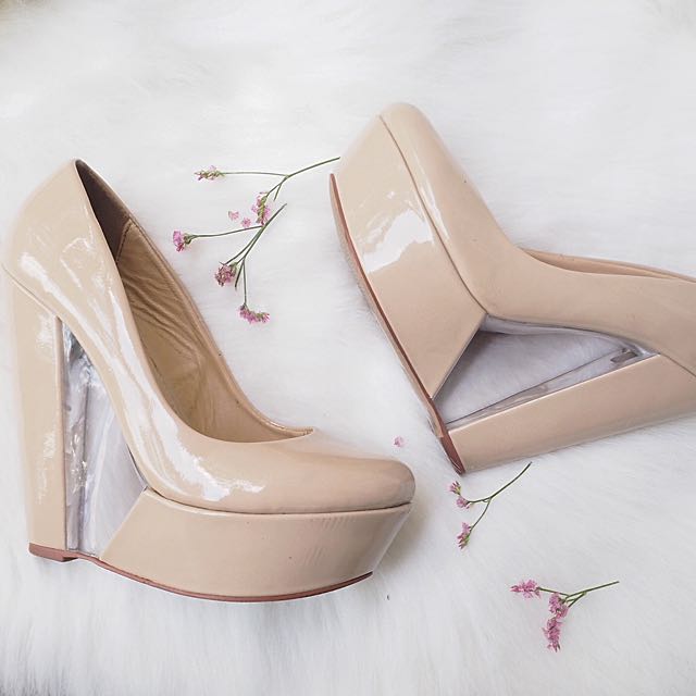 cream wedge heels