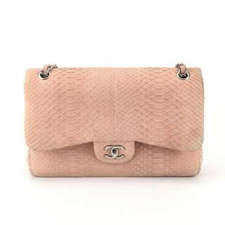 [CHANEL] LIMITED EDITION Classic Jumbo Python Double Flap Bag