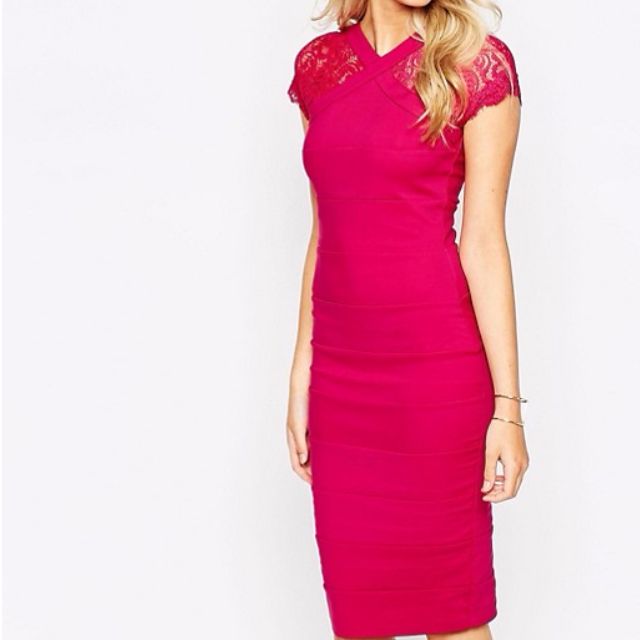 BNWT ASOS Paper Dolls Pencil Dress with Lace Sleeves Women s Fashion Dresses Sets Dresses on Carousell
