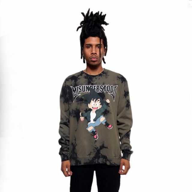 MISUNDERSTOOD GOKU CAMO TIE DYE SWEATSHIRT Men s Fashion Tops Sets Hoodies on Carousell