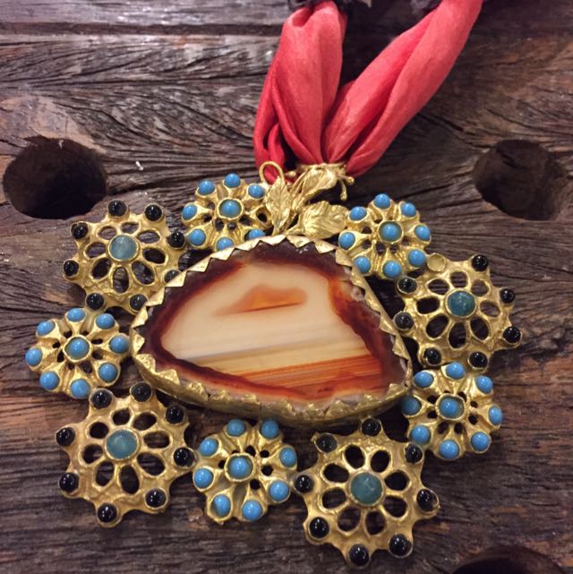 Moroccan Stone Quartz Necklace With Real Bronze Finishing