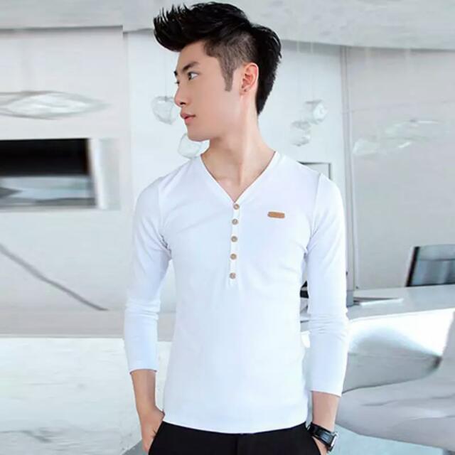 2017 Summer Collection Korean Men V Neck Long Sleeve Casual Wear