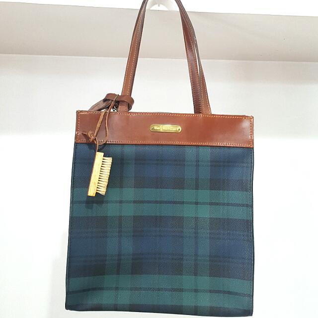 AUTHENTIC VINTAGE POLO RALPH LAUREN BLACKWATCH PLAID LEATHER TOTE BAG,  Luxury, Bags & Wallets on Carousell