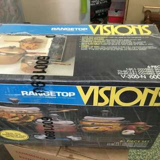 Brand new Corning Visions 6 Piece Rangetop Cookware Set