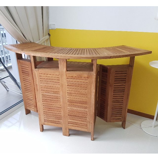 Cny Price Reduction Foldable Extendable Bar Table From Scanteak Furniture Tables Chairs On Carousell