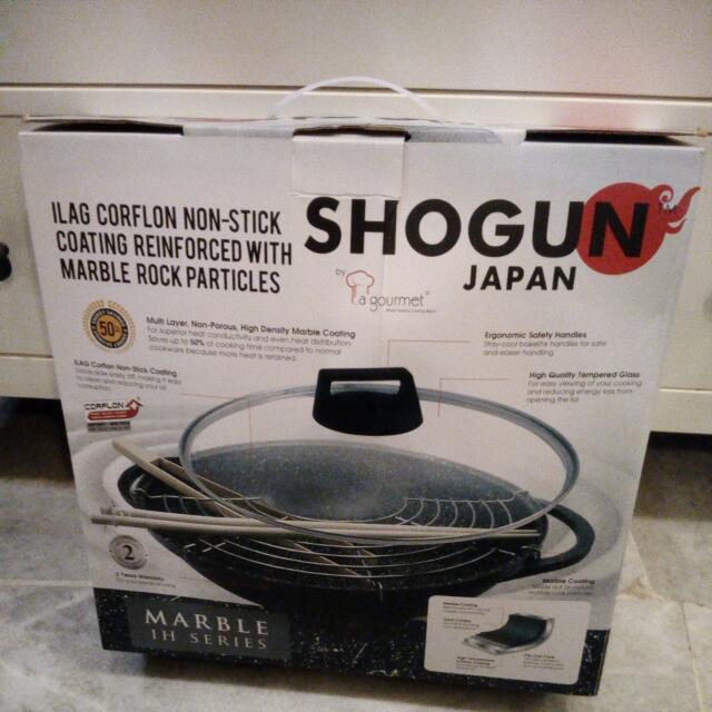 Shogun Japan By La Gourmet Marble 36cm Wok With Glass Lid, Furniture