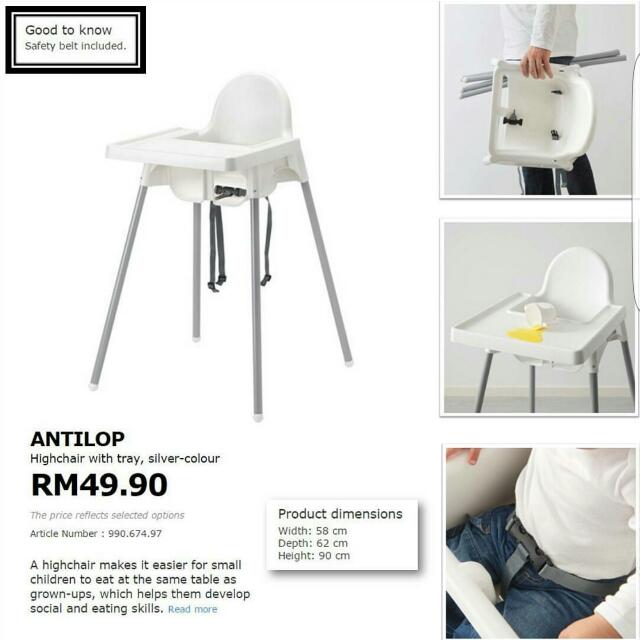 Antilop Ikea High Chair With Tray Babies Kids Others On Carousell