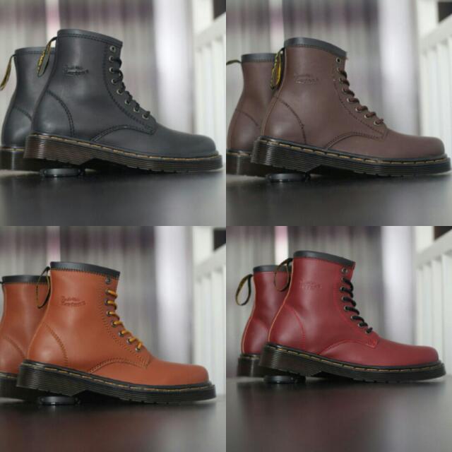 Sepatu Boots Dr Martens High Unisex Black Brown Tan Maroon Olshop