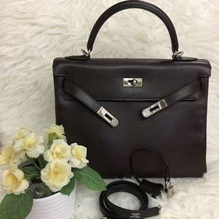 100% Authentic Kelly 32 Ebene Phw Evergain Leather