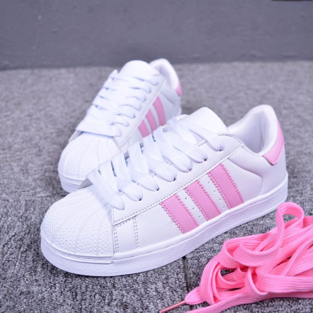 adidas with pink stripes