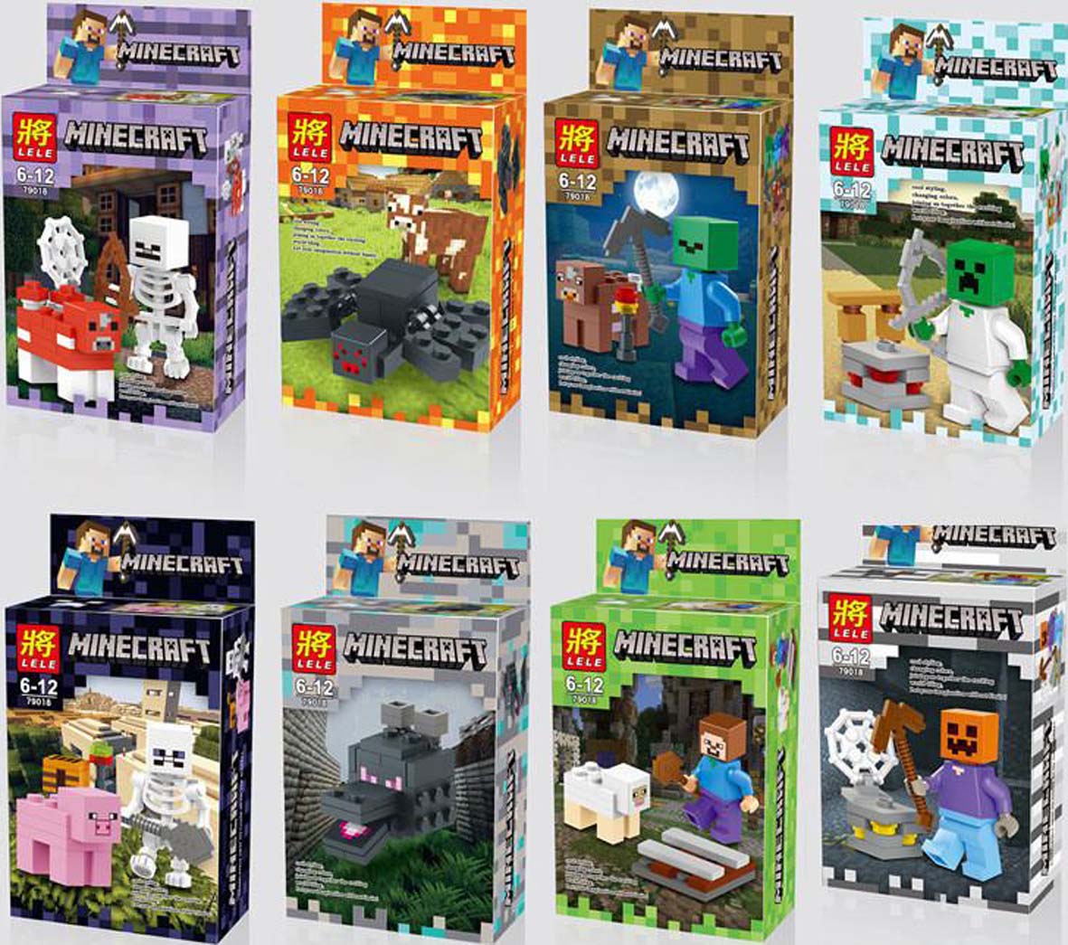 lego minecraft lele brick block building mini figures set 8 skill