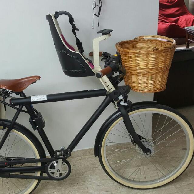 Matte Black Vanmoof Hybrid Bicycle With 2 Child Seat, Sports Equipment