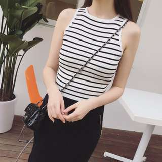 ☑️ [BN] BASIC STRIPED KNITTED COTTON SLEEVELESS TANK TOP