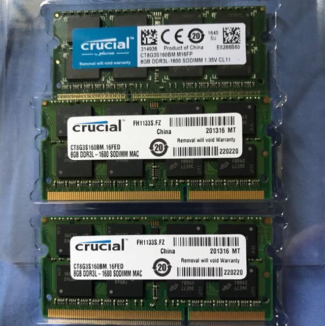 Crucial 8gb Ddr3l 1600 Sodimm Memory For Mac Fast Deal Electronics Computer Parts Accessories On Carousell
