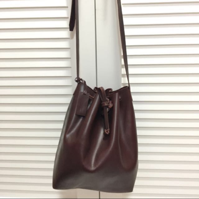 burgundy bucket bag