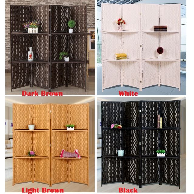 Room Divider Screen Display Shelf Partition Rattan Shelving Deco