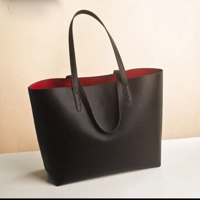 INSTOCK Mansur Gavriel Inspired Tote Bag black Bag With Red Lining
