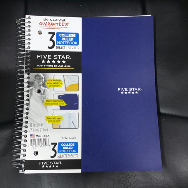 Mead Five Star Notebook 3 Subject 8.5x11, Hobbies & Toys, Books