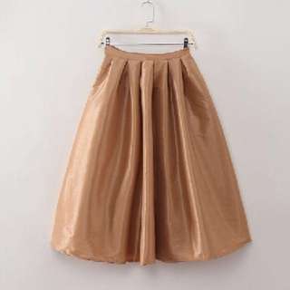 (NEW) Gold Midi Skirt