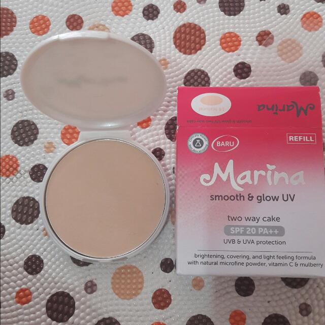 Bedak Marina Smooth Glow Uv Two Way Cake Spf 20 Pa Kesehatan Kecantikan Rias Wajah Di Carousell