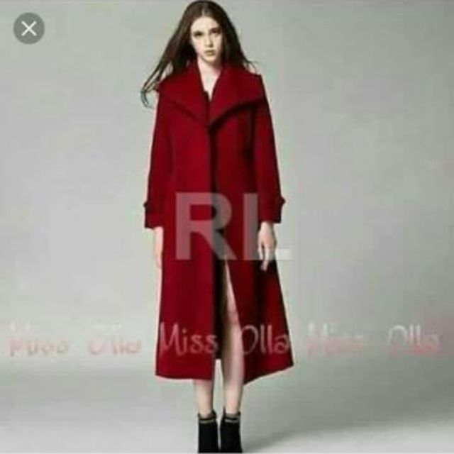  blazer  wanita  lengan panjang  merah long outer cardigan 