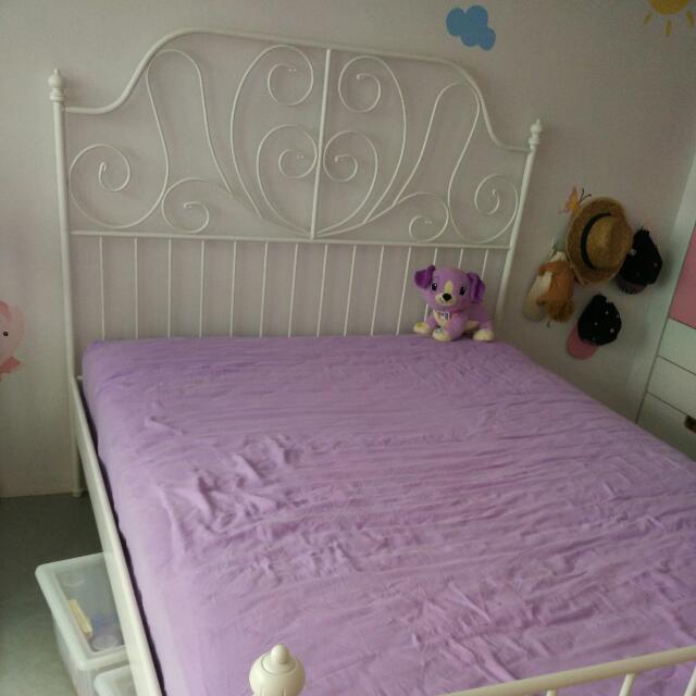 Ikea Leirvik Double Bed, Furniture & Home Living, Furniture, Bed Frames