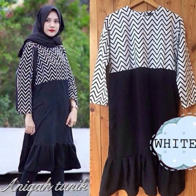 Baju Atasan Muslim Hitam Putih
