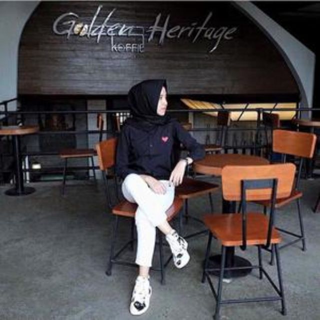 Kemeja Wanita Hitam Baju Cewek Hitam Atasan Hitam Garcon Top