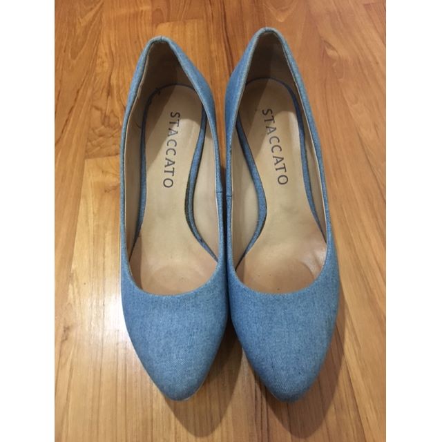 blue denim heels