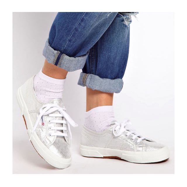 Superga clearance lame silver
